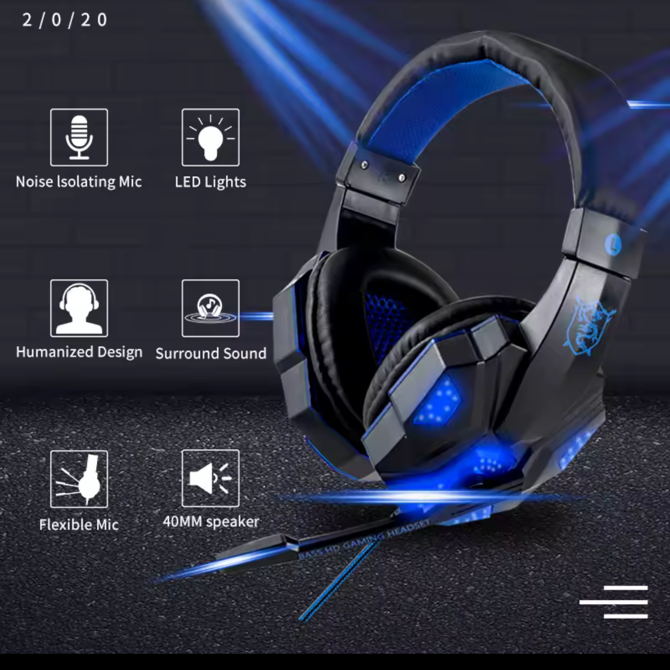 Professional LED Wired Gaming Headset