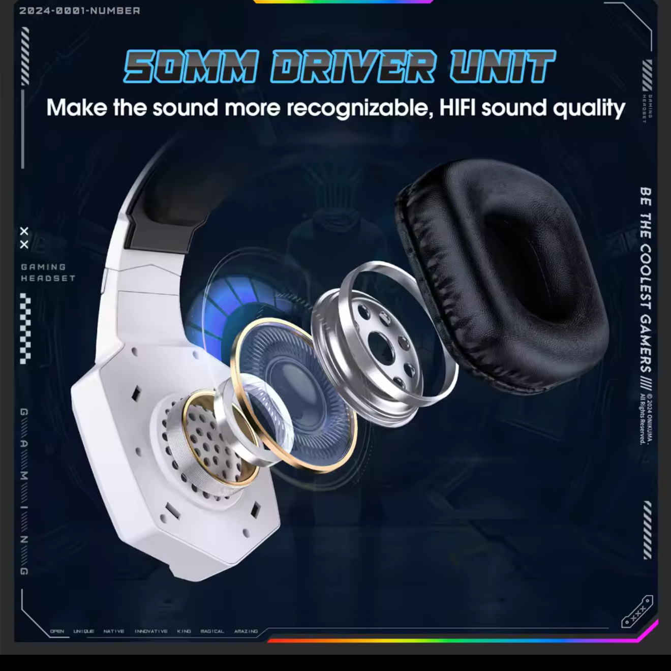 Onikuma Wireless Gaming Headset with LED Lights