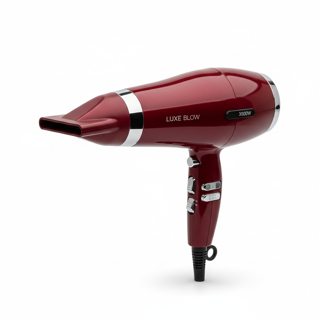Salon Ceramic Hair Dryer - Deep Red & Chrome