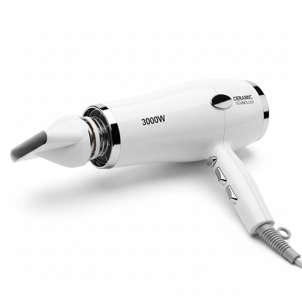 Salon Ceramic Hair Dryer - White & Silver