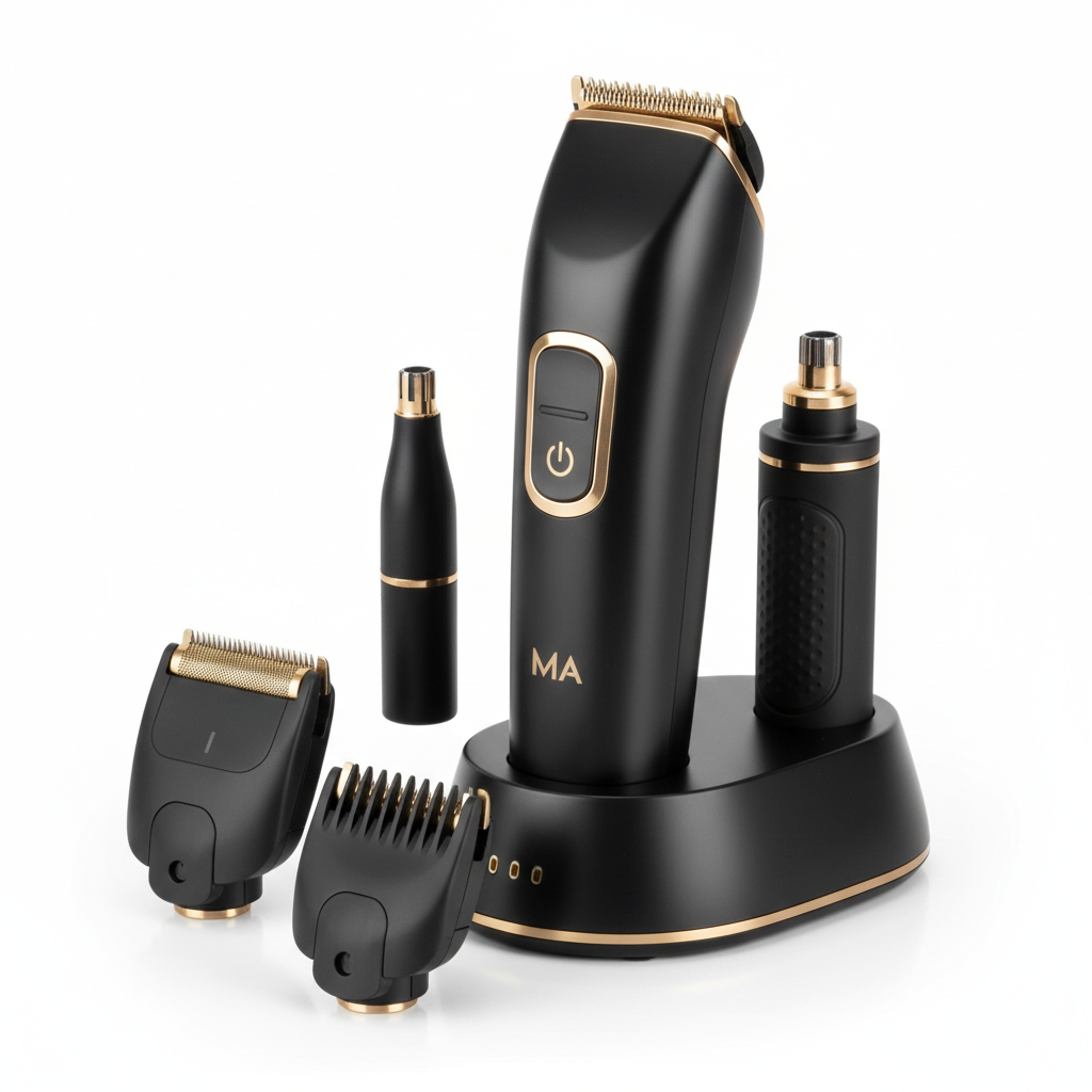 All-in-One Men's Grooming Kit - Matte Black & Gold