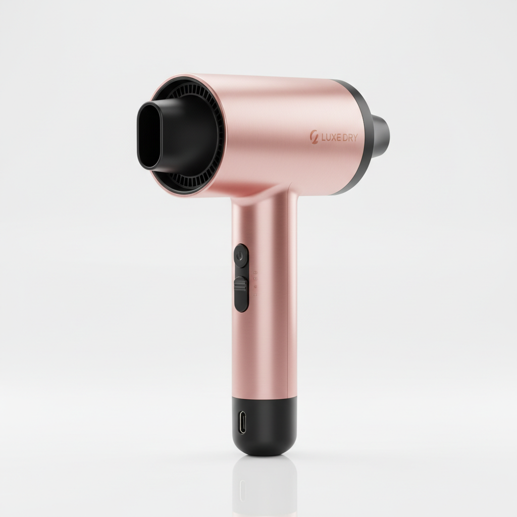 Cordless Wireless Hair Dryer - Rose Gold & Black