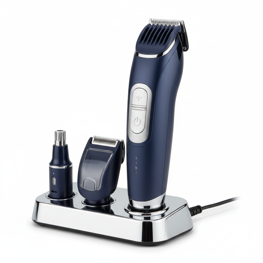 All-in-One Men's Grooming Kit - Navy Blue & Chrome